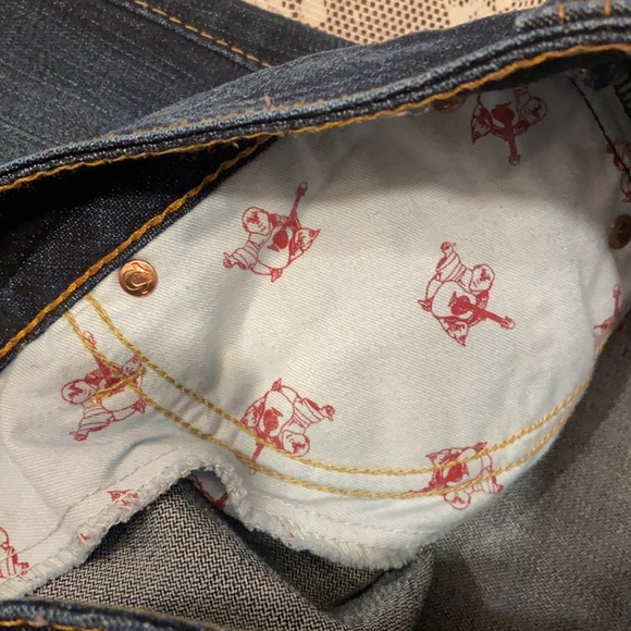Y2K True Religion Women’s Denim Jeans LARGE LOGO BACK FLAP POCKETS STITCHING 31 - Picture 13 of 16